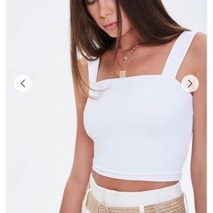 Forever 21 White Square Neck Crop Top